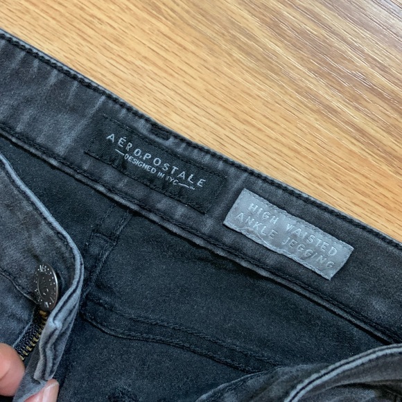 Black washed out high waisted ankle jeggings - Picture 2 of 2